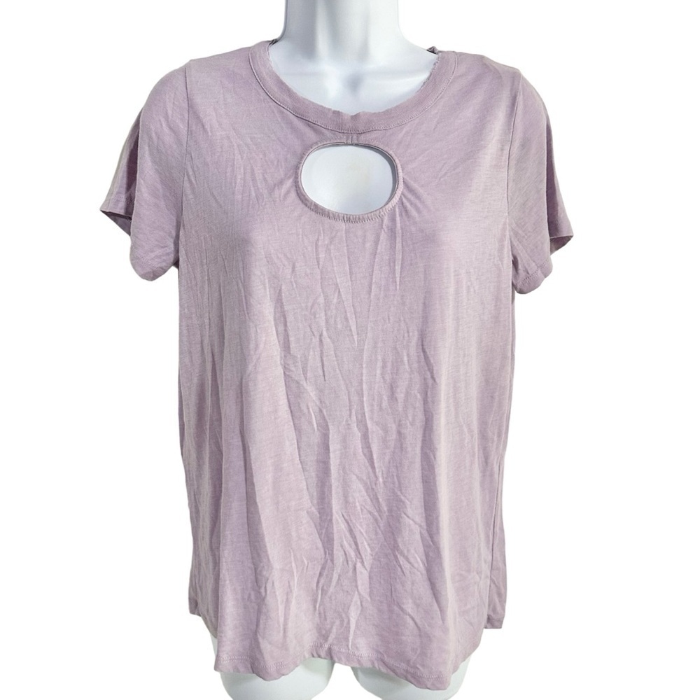 Chaser Lilac Purple Short Sleeve Cut Out Crewneck T-Shirt Size Small NWT - Picture 4 of 8